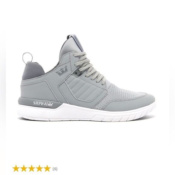 Supra Men's Yorek High Top Trainers Grey White Size 8 - Picture 1 of 10